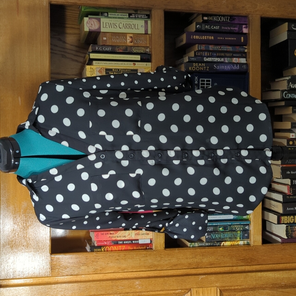 Black and white button up blouse
